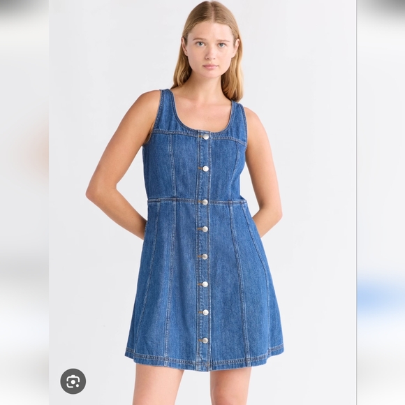 Free Assembly Dresses & Skirts - Women's Free Assembly Dark Blue Denim Tank Button Dress Size Medium/8-10
